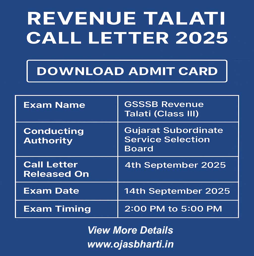 GSSSB Revenue Talati Call Letter 2025